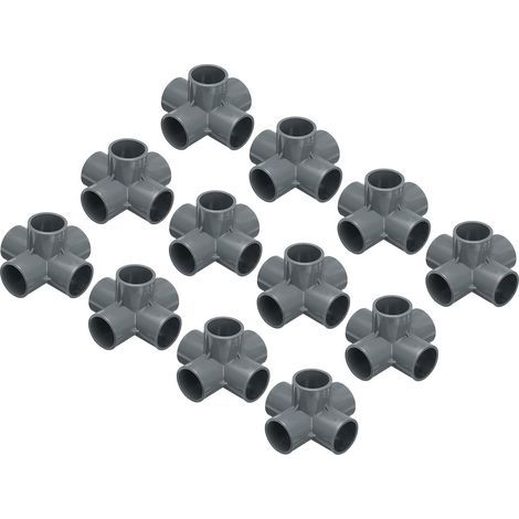 Packung mit 12 PVC-Winkelverbindern, 32 mm, 5-Wege-Verbinder, grau, für Elektro- und Bewässerungsleitungen (1/5)