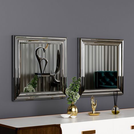 Espejo Ortovero, modular, set de 2, forma rectangular, 40x40h cm plata (1/4)