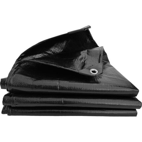 royaluxe -Bâche à œillets - Imperméable - 3 mx 4 m - Noir - Multi-usages - En polyester - 120 g/m² - Protection de bâche - Bâche - Bâche multi-usages - Indéchirable et stabilisée (1/2)