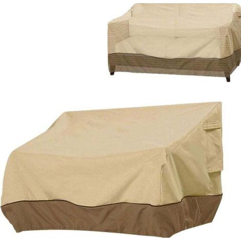 Funda para banco, XU, Funda impermeable de tela Oxford para banco de jardín, Funda para banco de exterior, Resistente a los rayos UV y al viento, Funda protectora para sofá—Marrón 210D: 193×83×84cm --