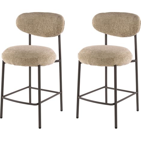 Lot de 2 chaises de bar 51x55x95 cm en tissu texturé sable et gris (1/5)