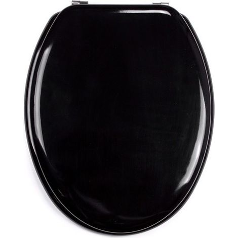 MSV Abattant WC MDF CLEO Noir Brillant - Charnières Inox