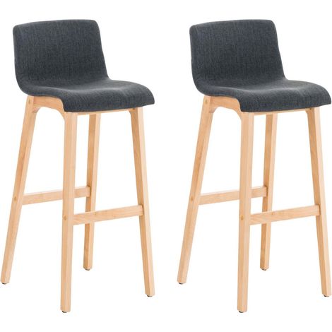 Set di 2 sgabelli bar di design con struttura a 4 gambe in legno e seduta in tessuto grigio scuro 100004212