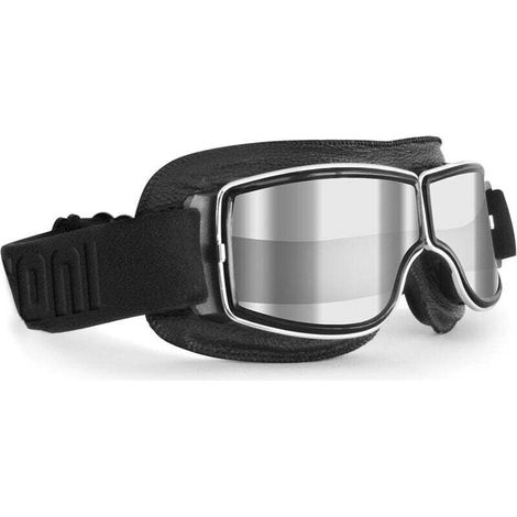Lunettes Vintage Moto Lunettes Aviateurs Cuir Noir pour Casques (1/4)