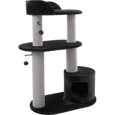 Arbre à Chat - Noir - 88x48x127 cm - Griffoirs avec Plateformes et Cachette (1/5)