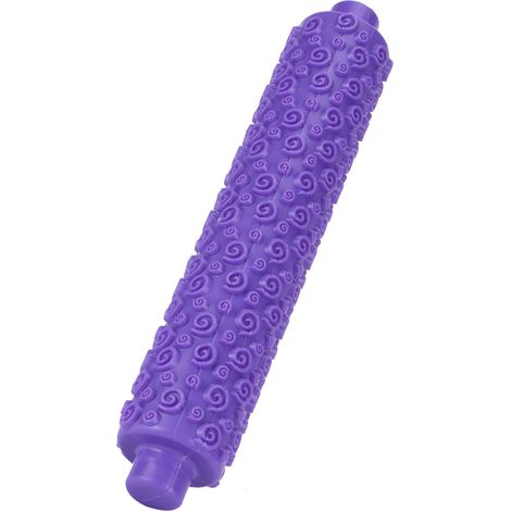 Rouleau à pâtisserie en plastique pour fondant, outil de décoration de gâteaux avec manche court violet (1/5)
