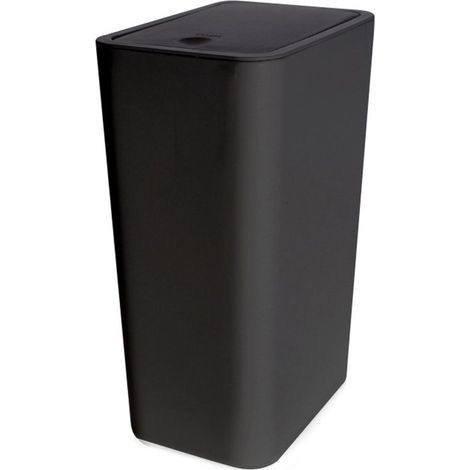 Cubo de basura，9 litros，modelo estrecho con tapa，Tapa abatible antiolor，dormitorios y aseos，33,3 x 22,2 x 15,7 cm，Gris (1/5)