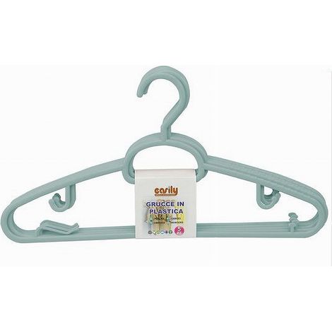 Trade Shop - Set 5 Pz Grucce Plastica Stampelle Appendiabito Pantaloni Giacche Azzurro 79327 -
