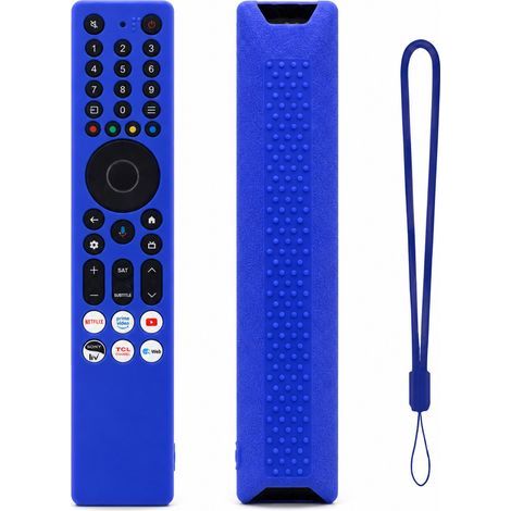 Housse en Silicone Bleue pour Télécommande TV Compatible TCL RC833A, Anti-poussière avec Dragonne (1/5)