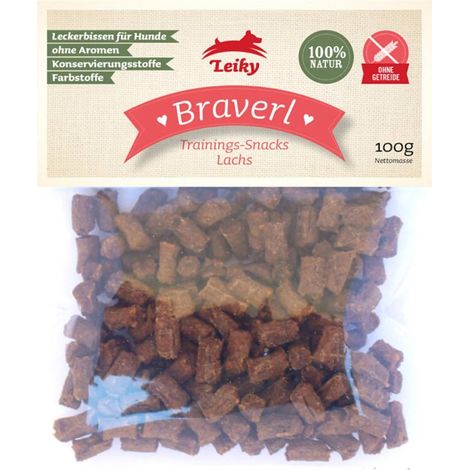 Braverl  Friandises au saumon pour chiens et chats 100 g  Acides oméga  Leiky (1/2)