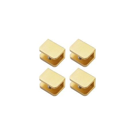 Lot de 4 pinces de fixation pour étagère en verre 10-12 mm, sans perçage, dorées – (1/5)