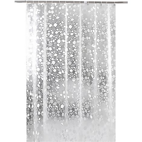 Mampara de ducha de PVC con 12 ganchos, impermeable, resistente al moho, blanca, 180 x 180 cm / 180 x 200 cm (1/5)