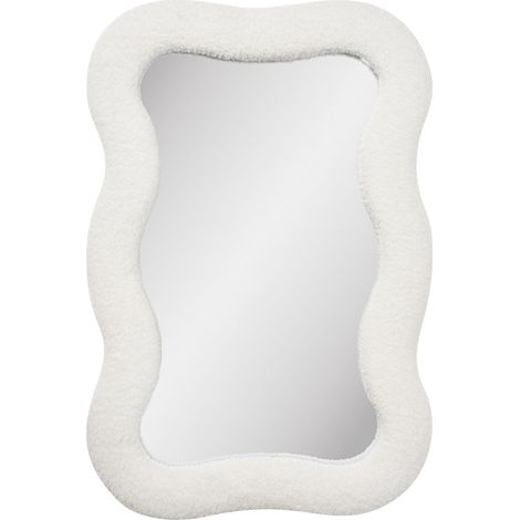 Specchio da parete Bosaro con cornice in teddy bianco 80x54 cm