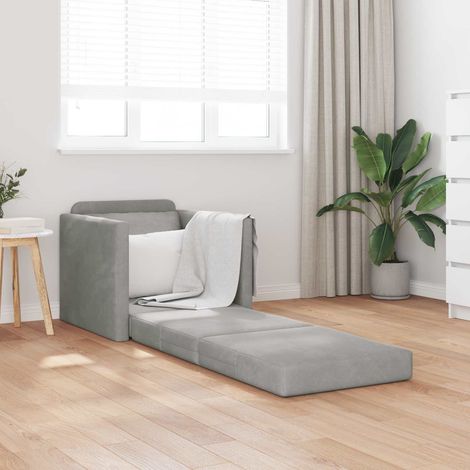 Folding Sofa Bed Light Grey 74 x 77 x 81 cm Velvet vidaXL (1/5)