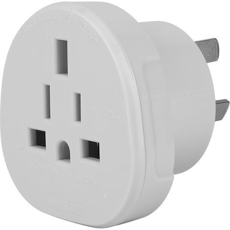 Weißer Reiseadapter – UK/EU-Stecker auf AU-Stecker, 10 A, 250 V, für Auslandsaufenthalte (1/5)