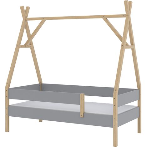 Letto Tipi Bali, Grigio, 80x160 cm con materasso, Vitalispa