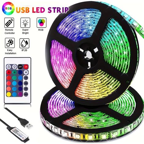 Éclairage d'ambiance, rubans lumineux Bande LED nue 5V non étanche avec 16 LED (rouge, vert, bleu, jaune, blanc) pour éclaira（Y055） (1/4)