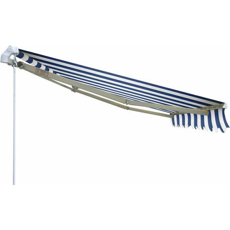 TENDA DA SOLE BALCONE ESTERNO AVVOLGIBILE RULLO 4x2,5 mt STRISCE BIANCO/BLU 270v