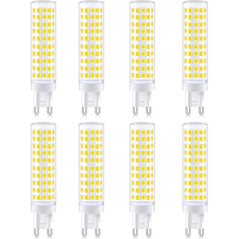 Lot de 8 ampoules G9 12 W, lumière neutre 4000 K, 1100 lm, sans scintillement, angle de diffusion de 360°, pour chambre, salon et éclairage domestique (1/5)