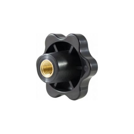 VOLANTINO MANOPOLA POMELLO 6 LOBI FEMMINA BOCCOLA OTTONE FILETTATA CIECA 27858V D. 50 M6 (27858) (1/2)