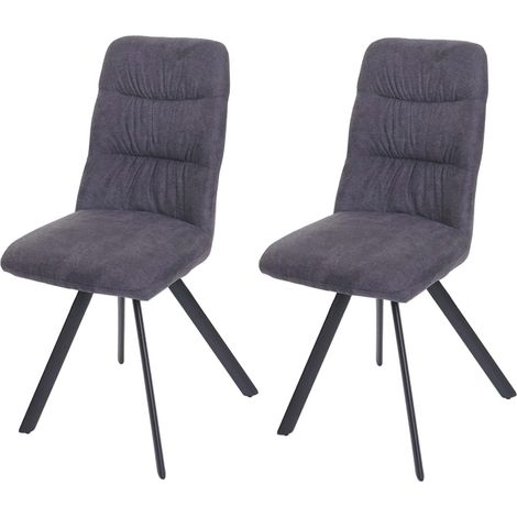 Set 2x sedie con seduta girevole HHG-595 velluto senza braccioli antracite