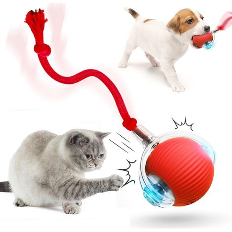 Balle roulante interactive universelle pour chien, balle roulante activée par le mouvement pour chats et chiens, balle anti-virus intelligente pour grands et petits chiens (rouge)