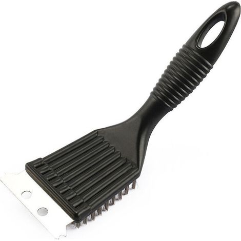 Grillbürste Grillbürste, Reinigungsschaber, BBQ-Reinigungsbürste, Schaber, Borsten aus Edelstahl - Schwarz (1/5)