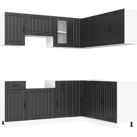 Maison Exclusive - Mueble de cocina Kalmar negra 11 piezas madera