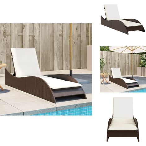 Chaise longue avec coussin marron 60x205x73 cm résine tressée - Chaises Longues - Bain De Soleil - Mobilier De Jardin - Chaises Extérieures - Résine Tressée (1/5)