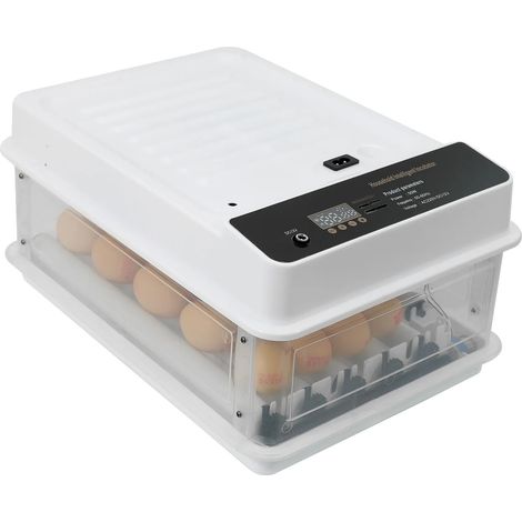 Incubadora con volteo automático de huevos, control de humedad y capacidad para 24 huevos. (1/2)