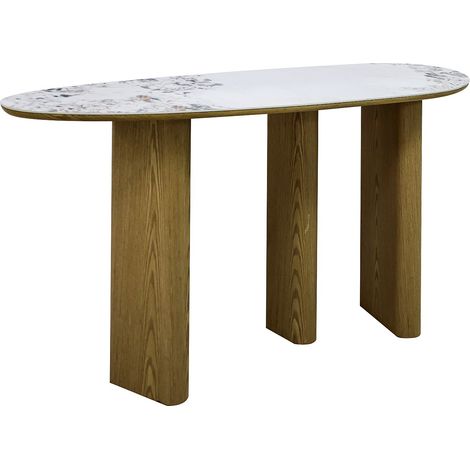 Consolle in ceramica e MDF Naturale ed effetto marmo bianco - MODREYO