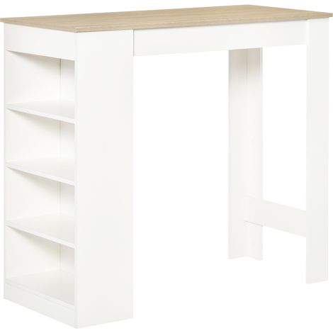 Table de bar Talheim moderne 4 étagères rangement design blanc (1/5)