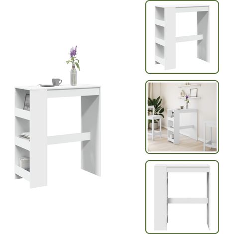 vidaXL Bartisch mit Regal Weiß 90x40x103,5 cm Holzwerkstoff (1/5)