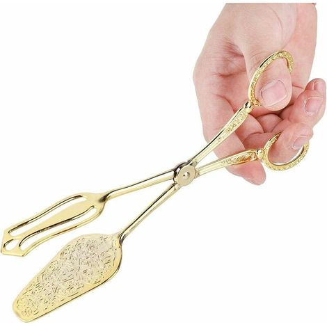 Pain, légumes, gâteaux, buffet, pinces à barbecue, ustensiles de cuisine vintage de style arabe (tête carrée dorée) - AquaForge (1/5)