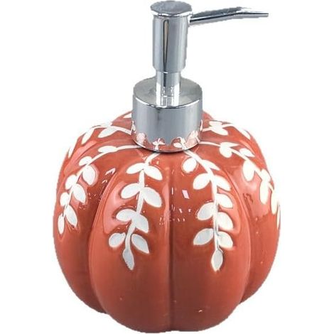 Automatischer Seifenspender in Kürbisform, 460 ml, Keramik, Halloween-Design, mit Auslaufschutz, Seifenspender in Kürbisform fürs Badezimmer - AquaForge (1/4)