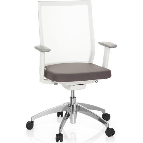 Bürostuhl / Drehstuhl ASPEN WHITE Netzstoff transparent / Sitz Stoff grau hjh OFFICE (1/5)