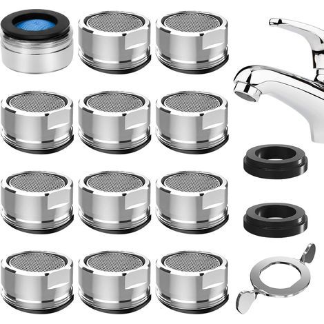 12 Pièces Mousseur Robinet M24 – Aérateur de Robinet Économie d’Eau, Embout Universel Cuisine & Salle de Bain, Filtre Anticalcaire, Brise-Jet en Acier Inoxydable avec Joints et Clé de Montage (1/5)