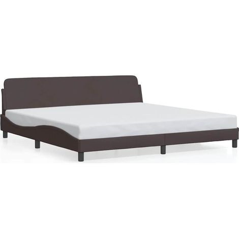 Maison Exclusive - Cadre de lit Dover marron foncé 200x200 cm tissu (1/5)