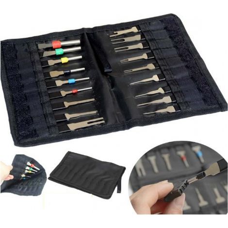 Extracteur de cosses - Kit de 18 Outils de Retrait de cosses - Dureté élevée - Pas de Rouille - Pas de déformation - Kit d'extracteur de connecteur de câblage électrique de Voiture (1/4)