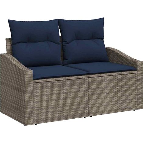 Gartensofa Grau 123 x 62 x 69cm Poly-Rattan vidaXL
