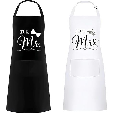 CCYKXA Tablier De Couple 2 Pièces, Tablier De Cuisine Familiale Pour La Saint-Valentin, Noël, Halloween, Cadeau De Mariage. (1/5)