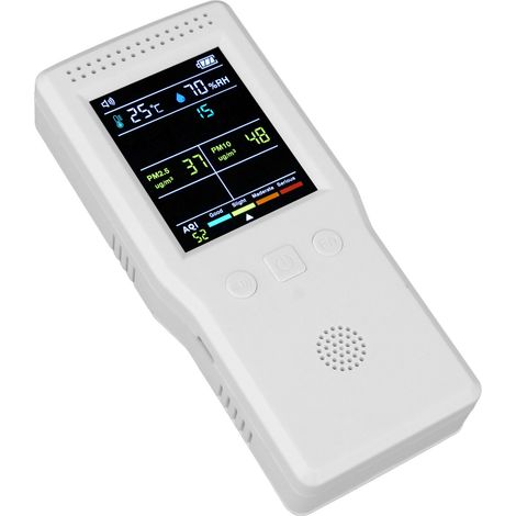 Moniteur de qualité de l'air 9 en 1, testeur HCHO portable multifonction haute précision pour chambre de bébé et hôpital, blanc