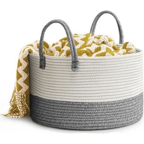 Panier à linge - - Coton Tissé - 40x25cm - 32L - Poignée de transport (1/5)