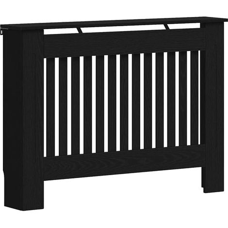 Cache-radiateur design moderne 112 x 19 x 81 cm avec étagère décorative en bois d'ingénierie noir (1/5)