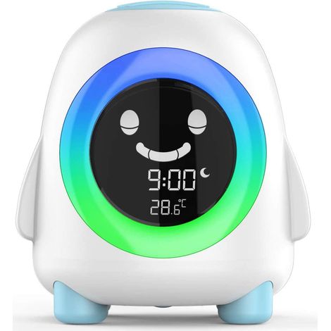 Réveil Enfant - Lampe Réveil avec Lumière LED et Horloge Numérique - Calendrier Température Couleurs Changeantes - Idéal Chambre Enfant Salon - 1 Pièce (1/5)