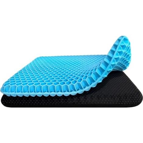 Gel Sitzkissen, Atmungsaktives Waben Sitzkissen Orthopädisch Gelkissen Für Zuhause Büro Auto, Mit Rutschfestem Stoffbezug, 42 37 3.5cm, Rechteck (1/5)