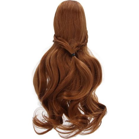 Lockige Puppenperücke mit Pony, DIY-Zubehör für BJD-Köpfe (8-9 Zoll), Naturhellbraun (1/5)