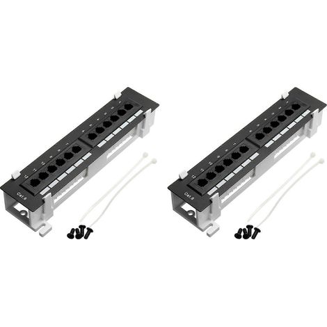 Kit réseau 2X, panneau de brassage CAT6 12 ports, rack mural réseau RJ45 avec support de montage en surface (1/5)