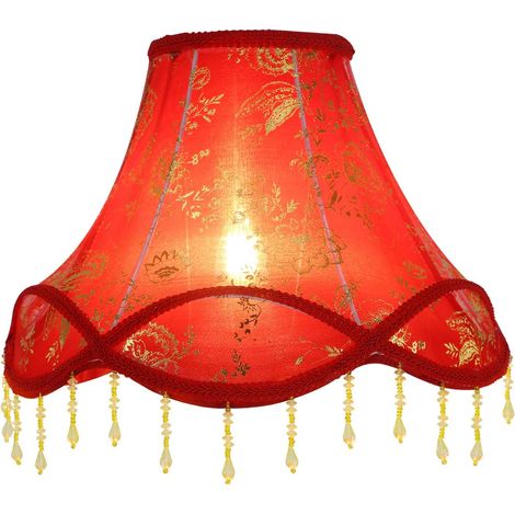 1 Abat-jour Tissu, E27 E14, 15x36x25cm, Rouge, Pour Lampe De Table Salon