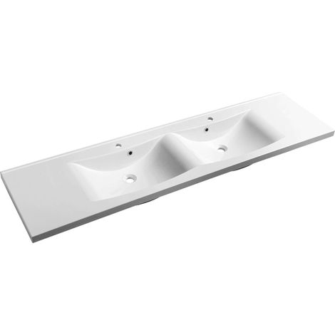 Sapho Lucia - Doppelwaschtisch 180x48 cm, mit 2 Hahnlöcher, weiß 50184